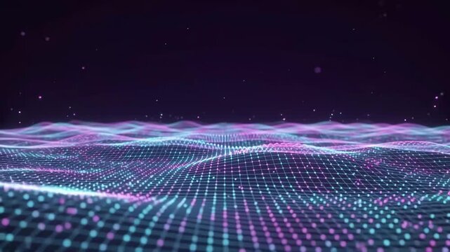 Pink Cyan Synthwave Dot Wave Landscape Glowing Retro Futuristic Background