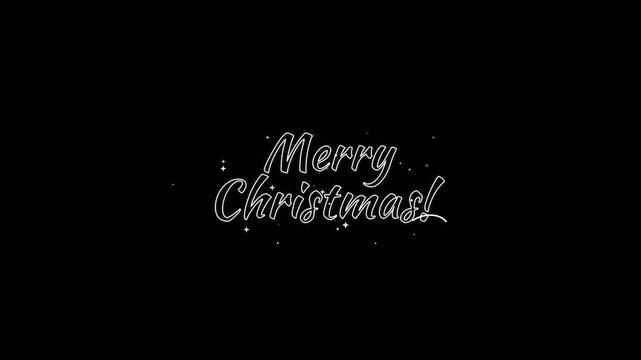 Merry christmas cursive typography animations on black background