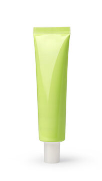 Blank lime green cosmetic tube with white cap