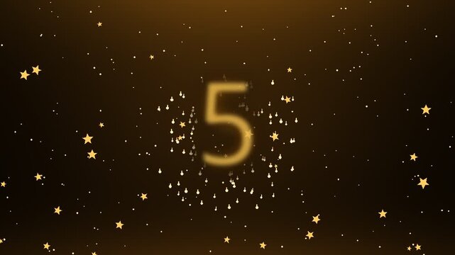 Golden Number Nine Glowing Countdown Digit in Sparkling Starry Night Background for New Year Celebration