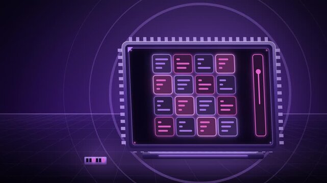 Violet chip encryption cipher grid centered view endless loop