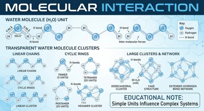 Water Molecule Clusters and Intermolecular Forces Educational Diagram