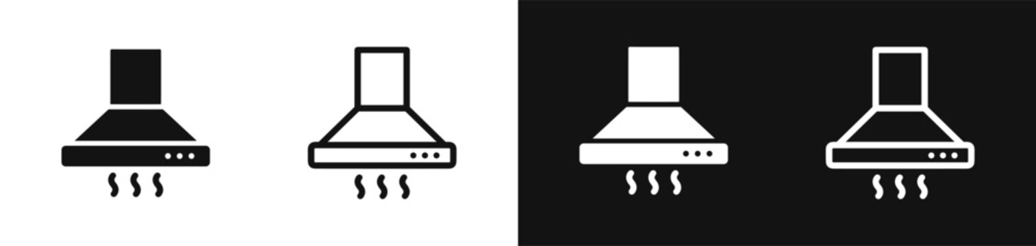 Kitchen hood icon set for cooking ventilation and extractor appliance