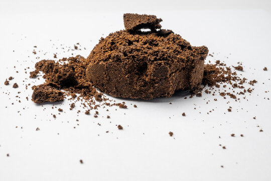 Used Coffee Grounds on White Background