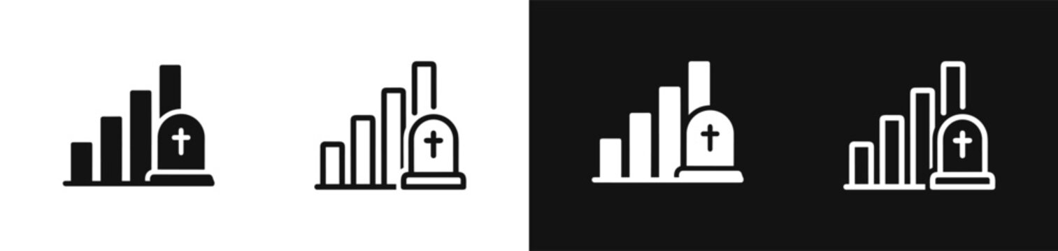 Death rate mortality graph icon set