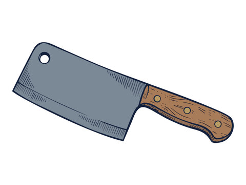 Vintage Hand Drawn Meat Cleaver Illustration