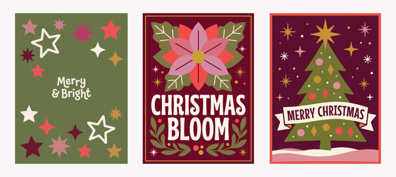 A vibrant collection of christmas card vector designs showcasing festive greetings and illustrations perfect for holiday celebrations and spreading seasonal cheer to loved