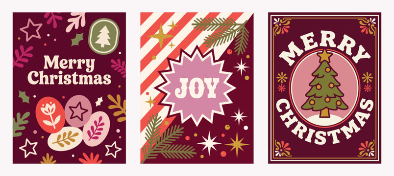 A vibrant collection of festive christmas card vector designs showcasing traditional holiday themes and a modern aesthetic for seasonal greetings and celebrations