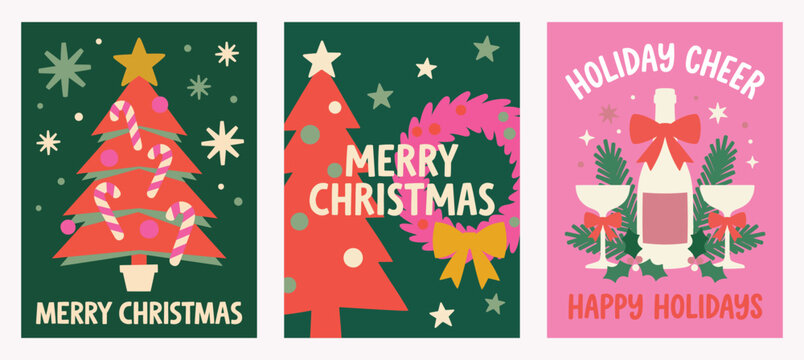 A delightful collection of festive christmas card vectors showcasing vibrant designs ideal for seasonal greetings and spreading holiday cheer to friends and family