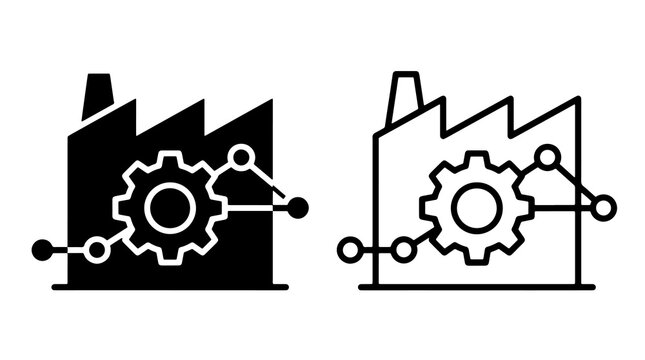 Smart factory industry vector icon set with connection nodes