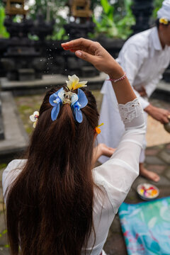Celebration With Flowers and Offerings at a Temple Ceremony