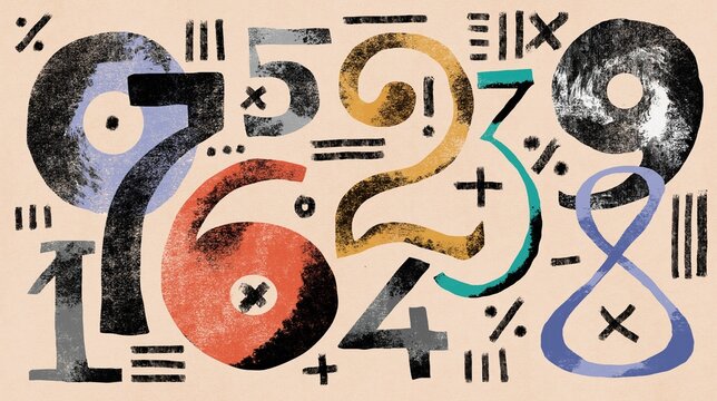 Grunge Background with Numbers and Mathematical Symbols