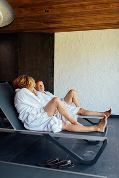 Senior Couple Relaxing in Wellness Center