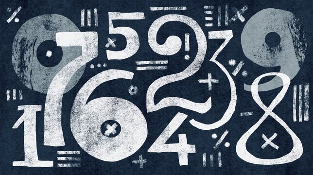 Grunge Background with Numbers and Mathematical Symbols