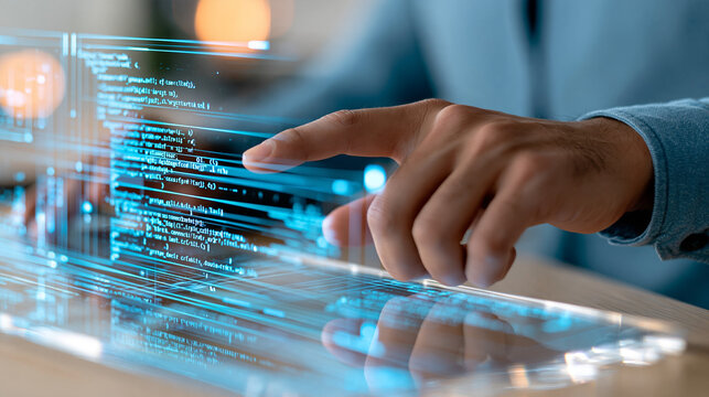 Software engineer debugging SQL statements on a transparent digital interface, highlighted syntax errors, incorrect table columns, query validation, database troubleshooting, data