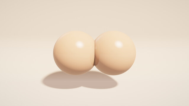 Peach cell division, mitosis concept, 3D render