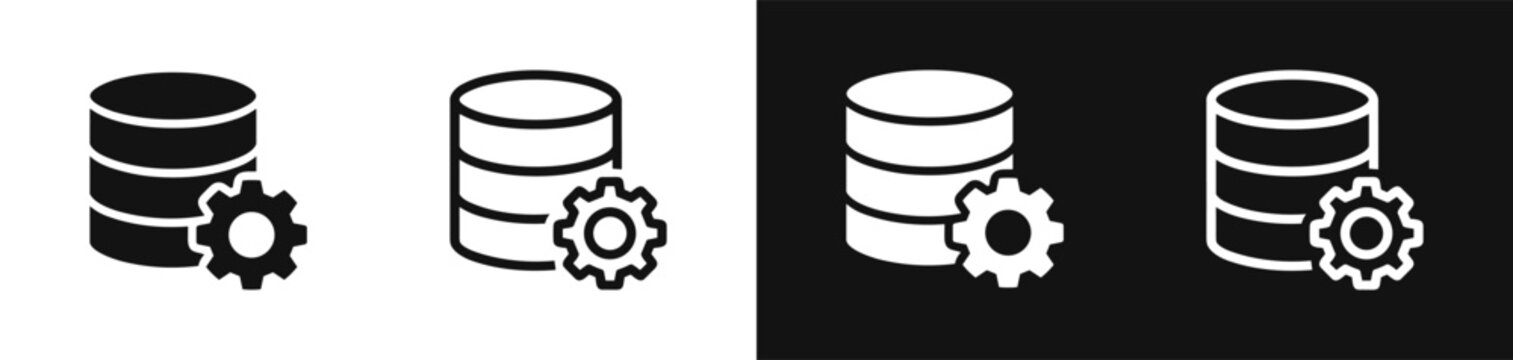 Database settings gear icon set for system configuration