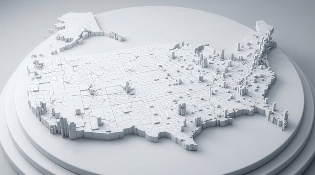 Population density of the USA depicted in a geometric representation map