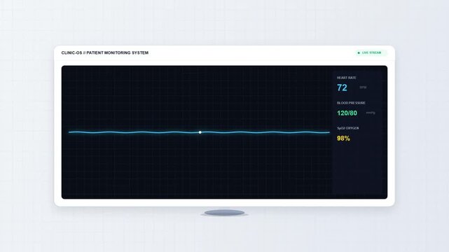 Modern digital patient monitoring system interface displayed on a computer screen against a light blue grid background
