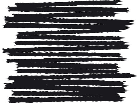Black marker scribble strokes set for censor text redaction and background texture decoration overlay illustration.
