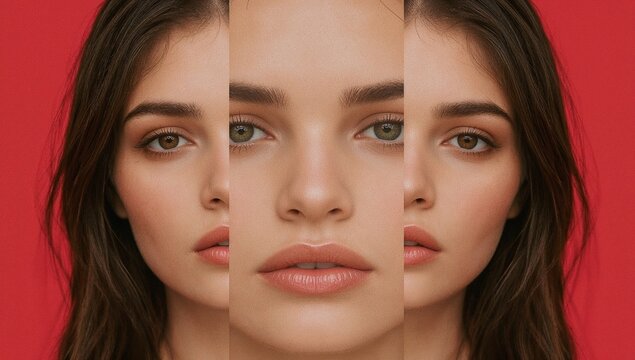Portrait of a woman's face from different perspectives