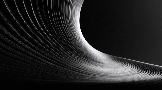 Minimal black and white flowing curves as elegant abstract wave backdrop for modern branding design.