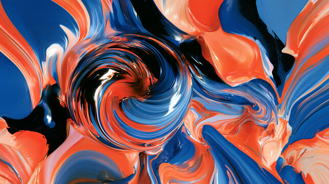 Swirling blue and orange liquid marble texture with white highlights for branding background design.
