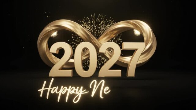 Golden infinity symbol above 2027 text