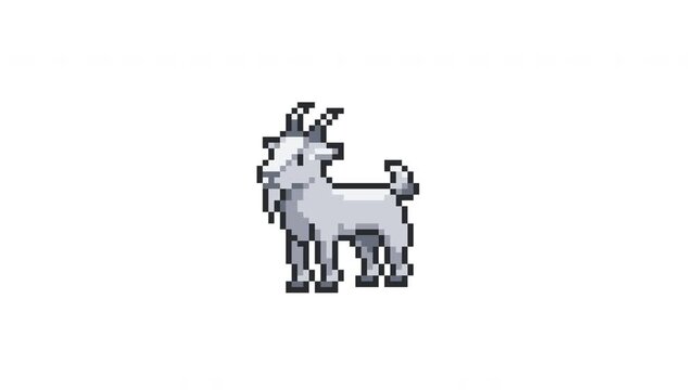 Pixel art white goat jumping loop animation, 2D game sprite sheet