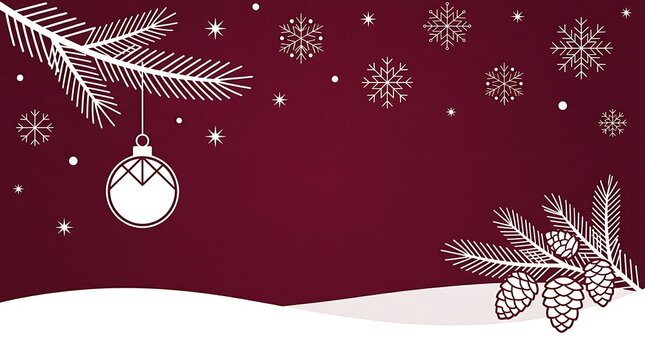 Christmas background with fir branch bauble and pine cones