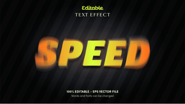 Speed rush sport editable text effect with acid lime italic caps, hot orange spin blur and white echo