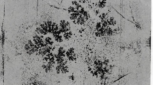 Vintage photocopy texture noise with fern leaf patterns on paper background