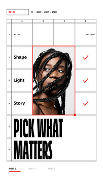 Selection Grid Stories / Editorial Spreadsheet Photo With Cell Selection and a Checklist for Photography Portfolios and Social Media / Vertical / Part 05