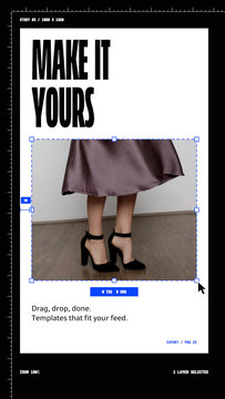 Selection Grid Stories / Editorial Artboard With a Photo Selection Box, Rulers and Cursor for Photography Portfolios and Social Media / Vertical / Part 03