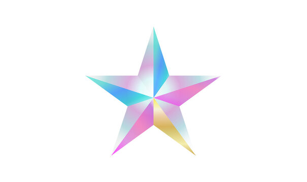 Holographic star icon graphic design element on white background