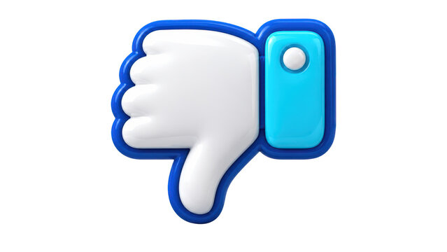 Downvote thumb icon with blue button isolated on transparent background