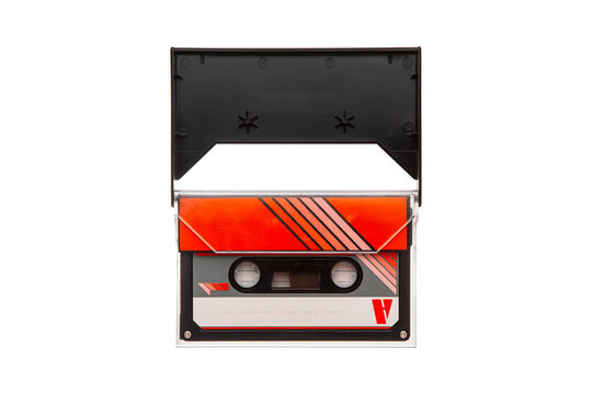 Vintage audio cassette in open case