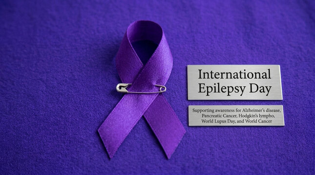 Purple Ribbon for Epilepsy Awareness International Epilepsy Day Symbol Support and Hope