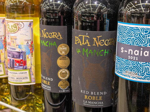 Pata Negra La Mancha Red Wine Bottles on Shelf