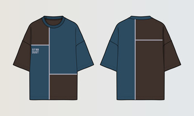 Fototapeta na wymiar Modern Cut and Sew T-Shirt Collection with Panel Patterns and Graphic Designs