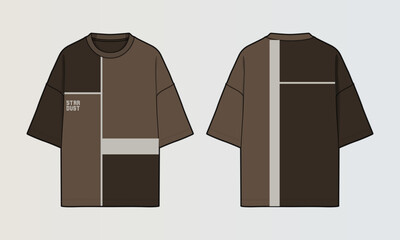 Fototapeta na wymiar Modern Cut and Sew T-Shirt Collection with Panel Patterns and Graphic Designs