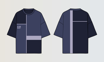 Fototapeta na wymiar Modern Cut and Sew T-Shirt Collection with Panel Patterns and Graphic Designs
