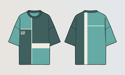 Fototapeta na wymiar Modern Cut and Sew T-Shirt Collection with Panel Patterns and Graphic Designs