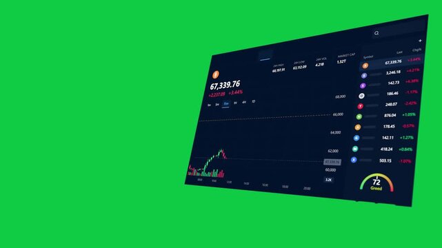 Trade panel sliding from right after glow candles rising showing price surge transparent background