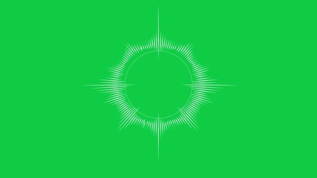 By audio pulse, ring pulsing, sending clockwise spikes, visualizing sound on transparent background