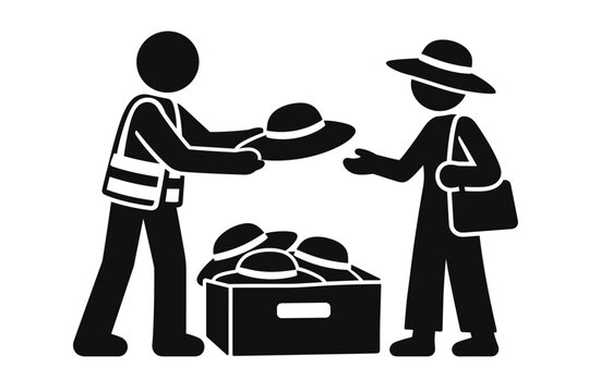 Volunteer Distributing Sun Hats During a Heat Alert