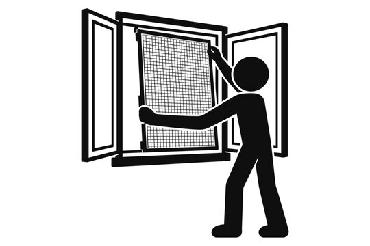 Resident Installing an Insect Screen on a Bedroom Window for Comfortable Sleep