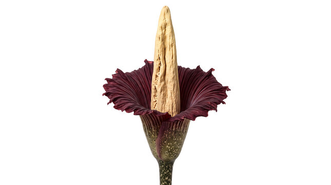 Blooming Titan Arum Corpse Flower Amorphophallus Isolated on White Background
