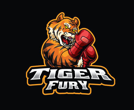 Tiger Boxer Fighter Mascot Logo Illustration