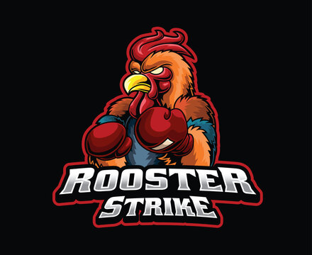 Rooster Boxer Fighter Mascot Logo Illustration